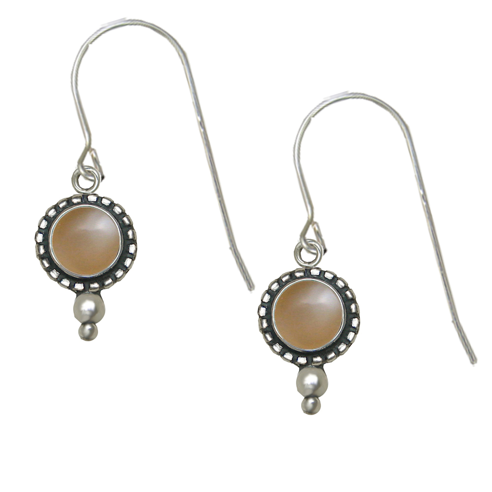 Sterling Silver Little Peach Moonstone Gemstone Drop Dangle Earrings